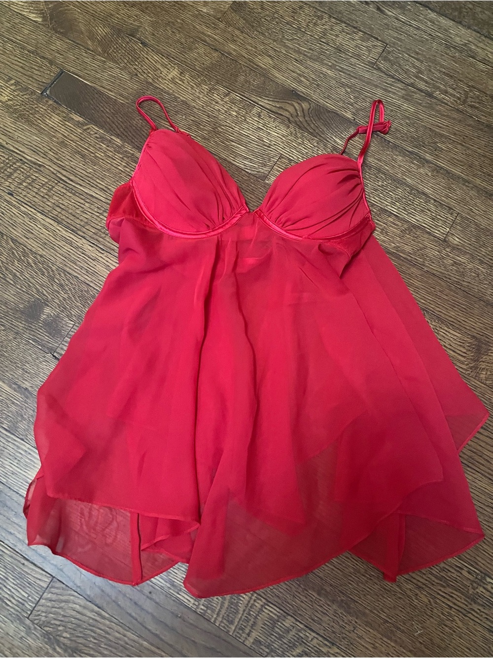 La Senza Red Sheer Chiffon Babydoll Chemise - Women Intimates
